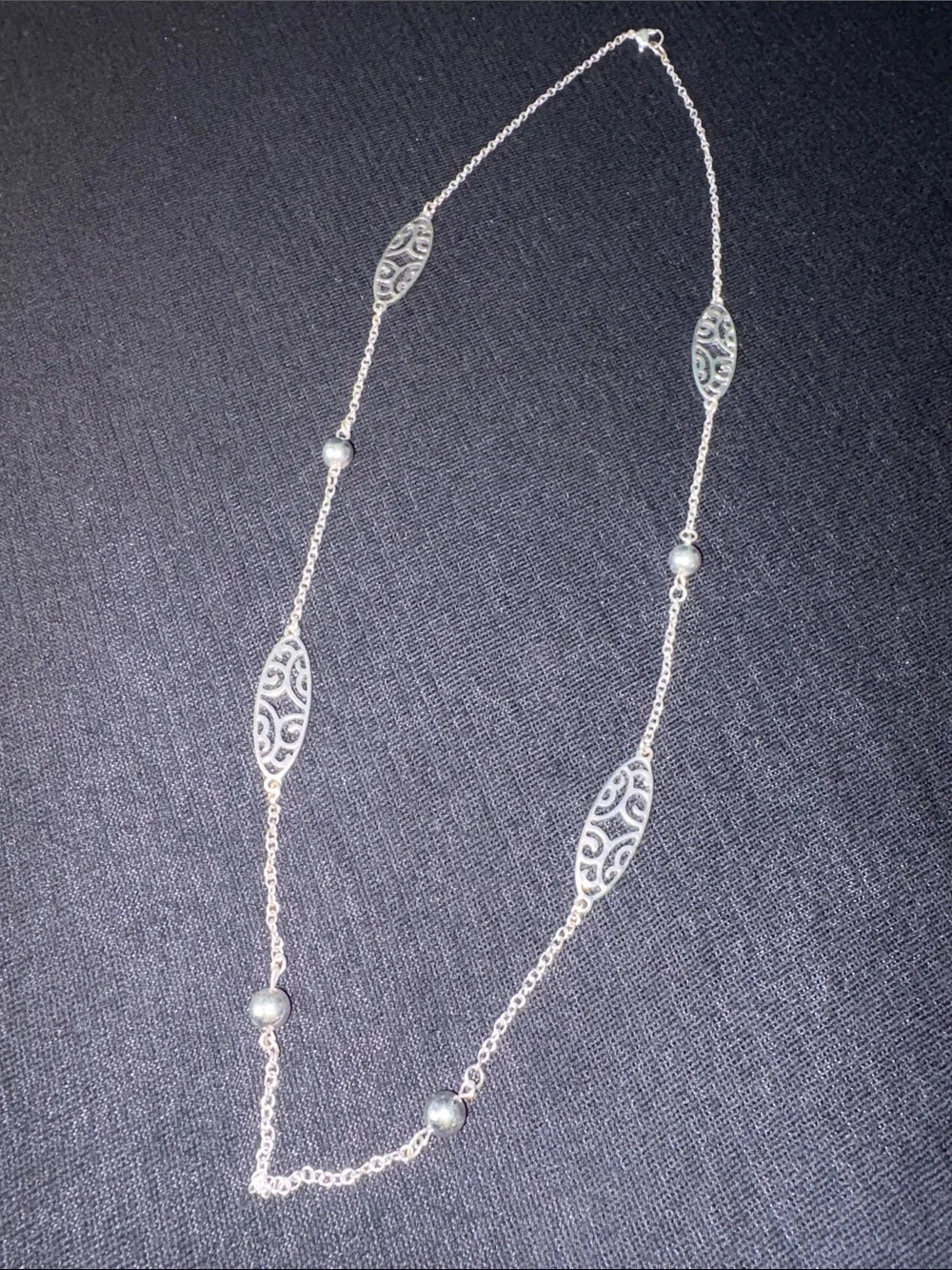 Silver tone Long Necklace